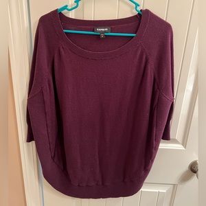Express 3/4 arm sweater, size medium, dark purple,burgundy.